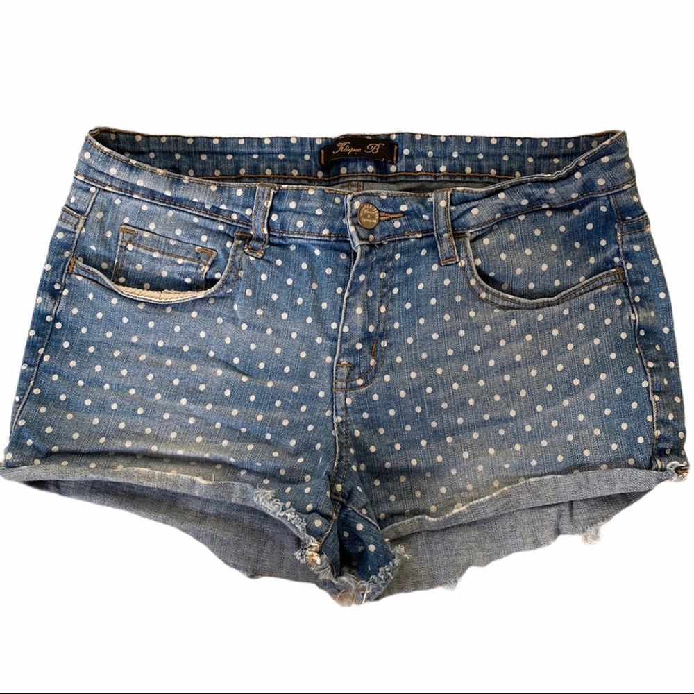 Klique B Polka Dot Jean Shorts Buckle